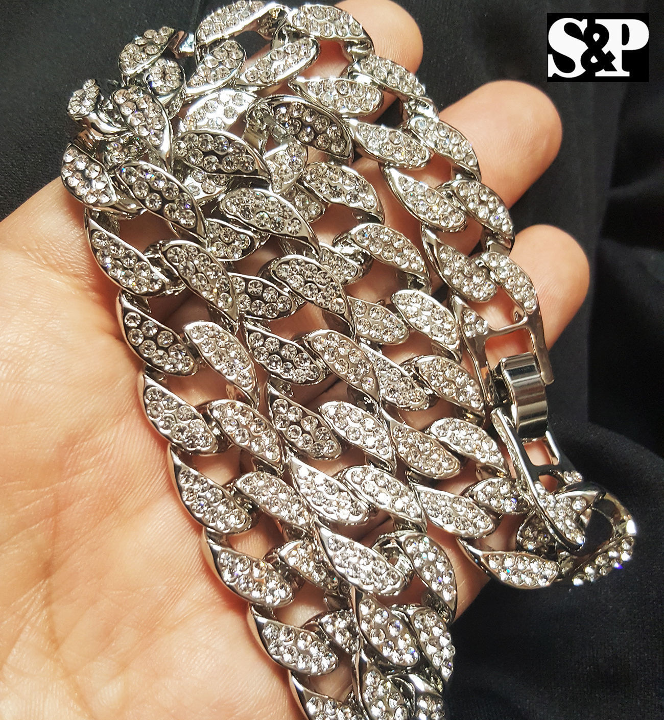 Hip Hop Quavo Full Iced 16″,18″, 24″, 30″ Miami Choker Cuban Link Bling Necklace