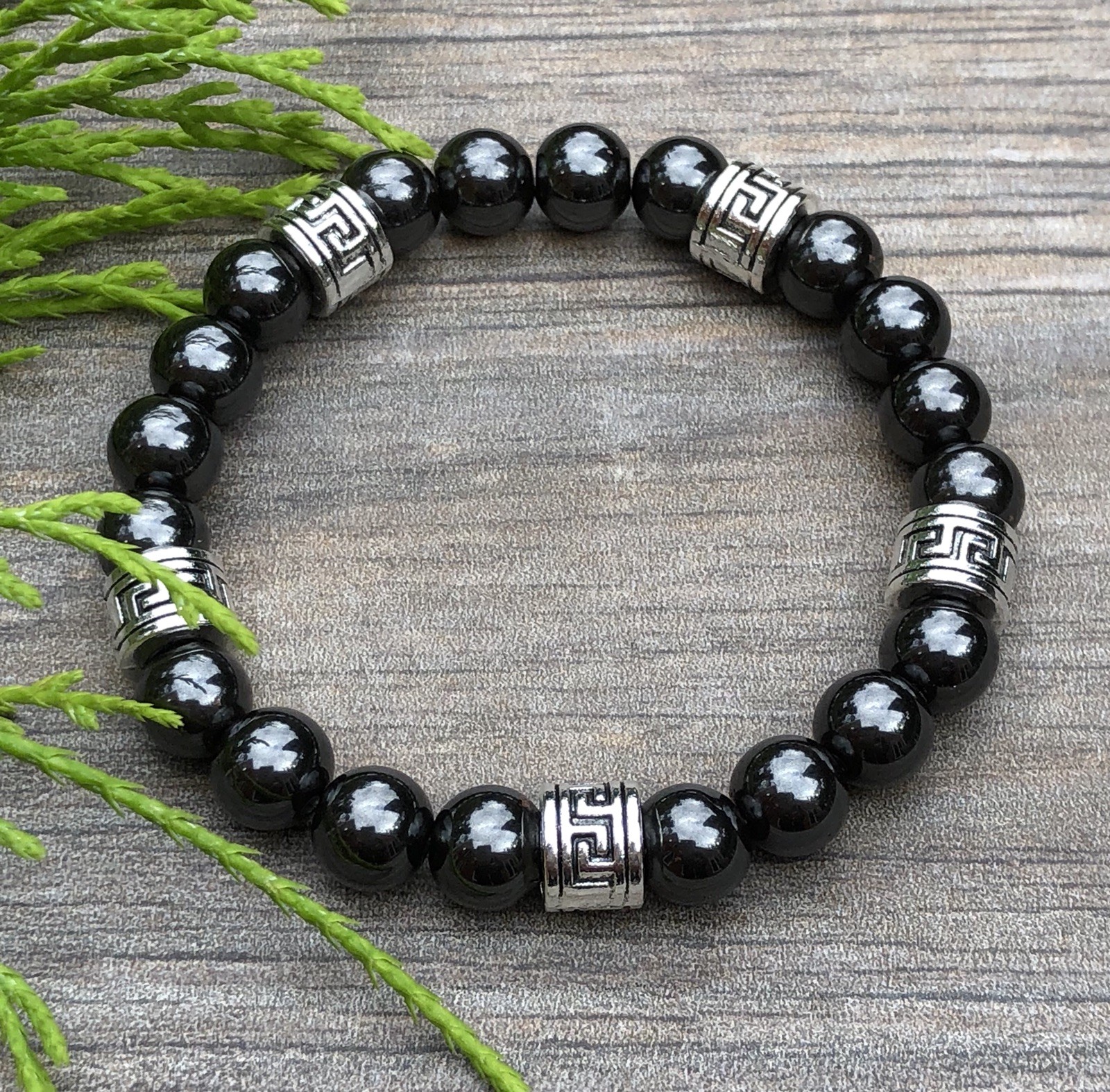 MEN & WOMEN’S UNISEX MAGNETIC HEMATITE THERAPY & GREEK SPACERS BRACELET ALL SIZE