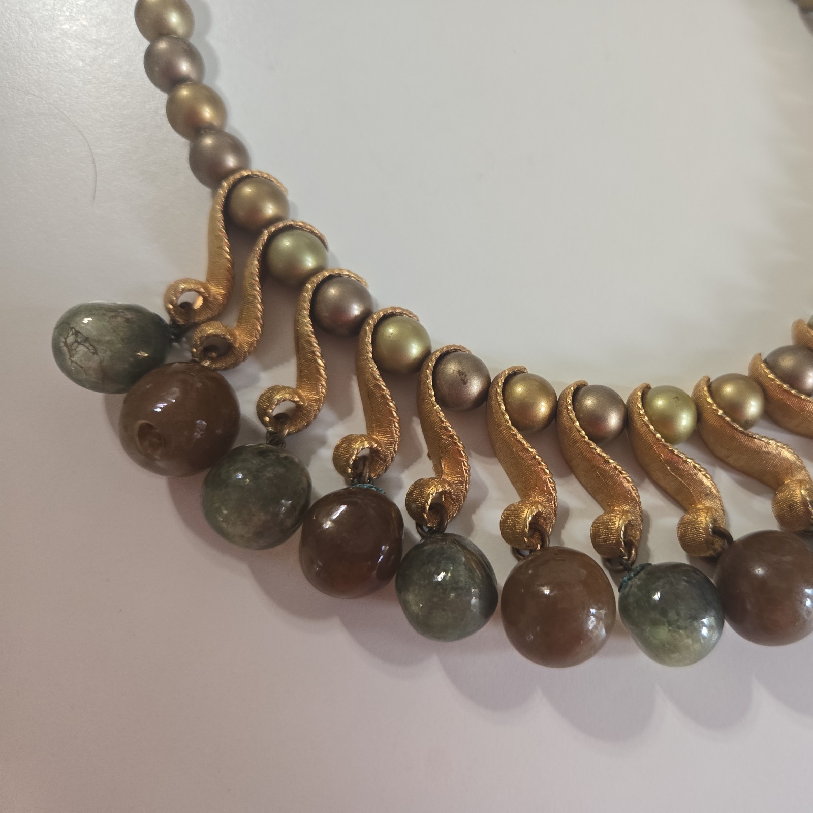 Unsigned Miriam Haskell / Frank Hess Beaded fringe necklace and earrings
