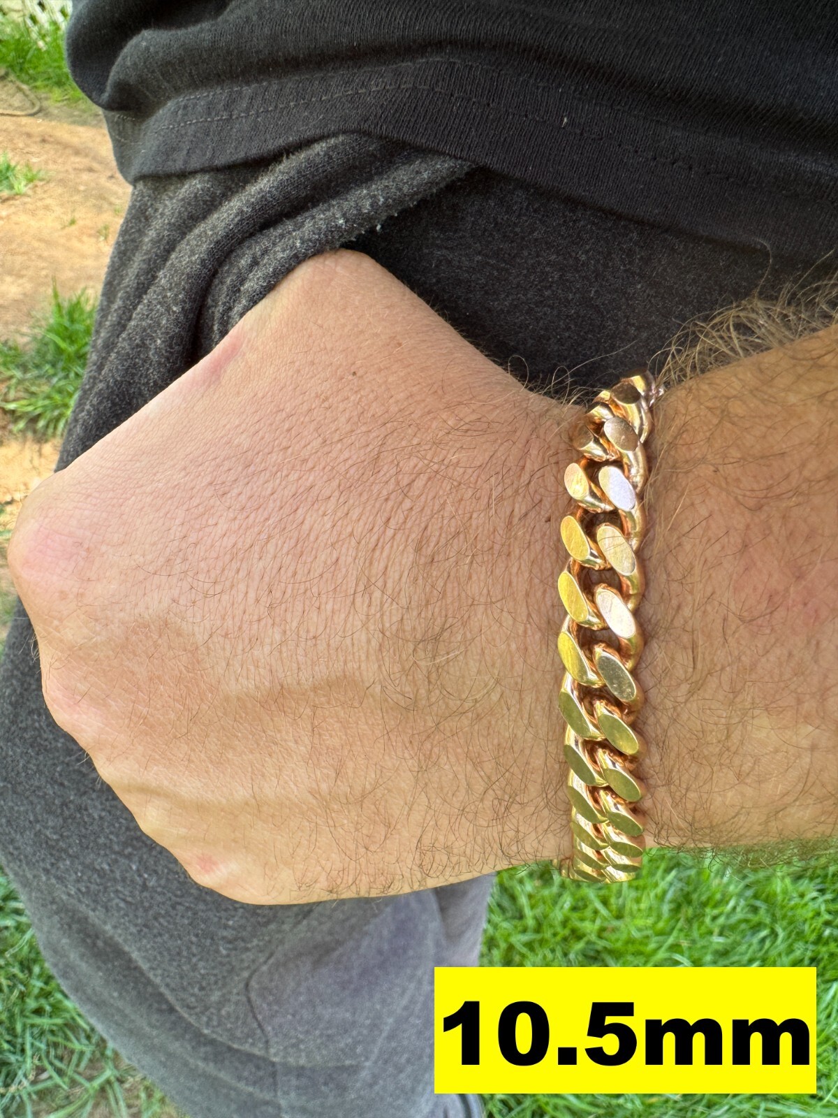 Miami Cuban Link Chain Bracelet 14k Rose Gold Plated Solid 925 Silver Box Lock
