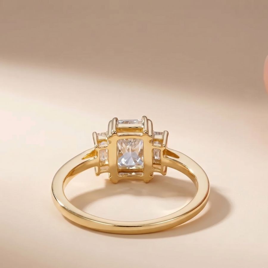 1.50Ct Radiant-Cut VS1 Lab Grown Diamond Wedding Engagement Ring 14k Yellow Gold