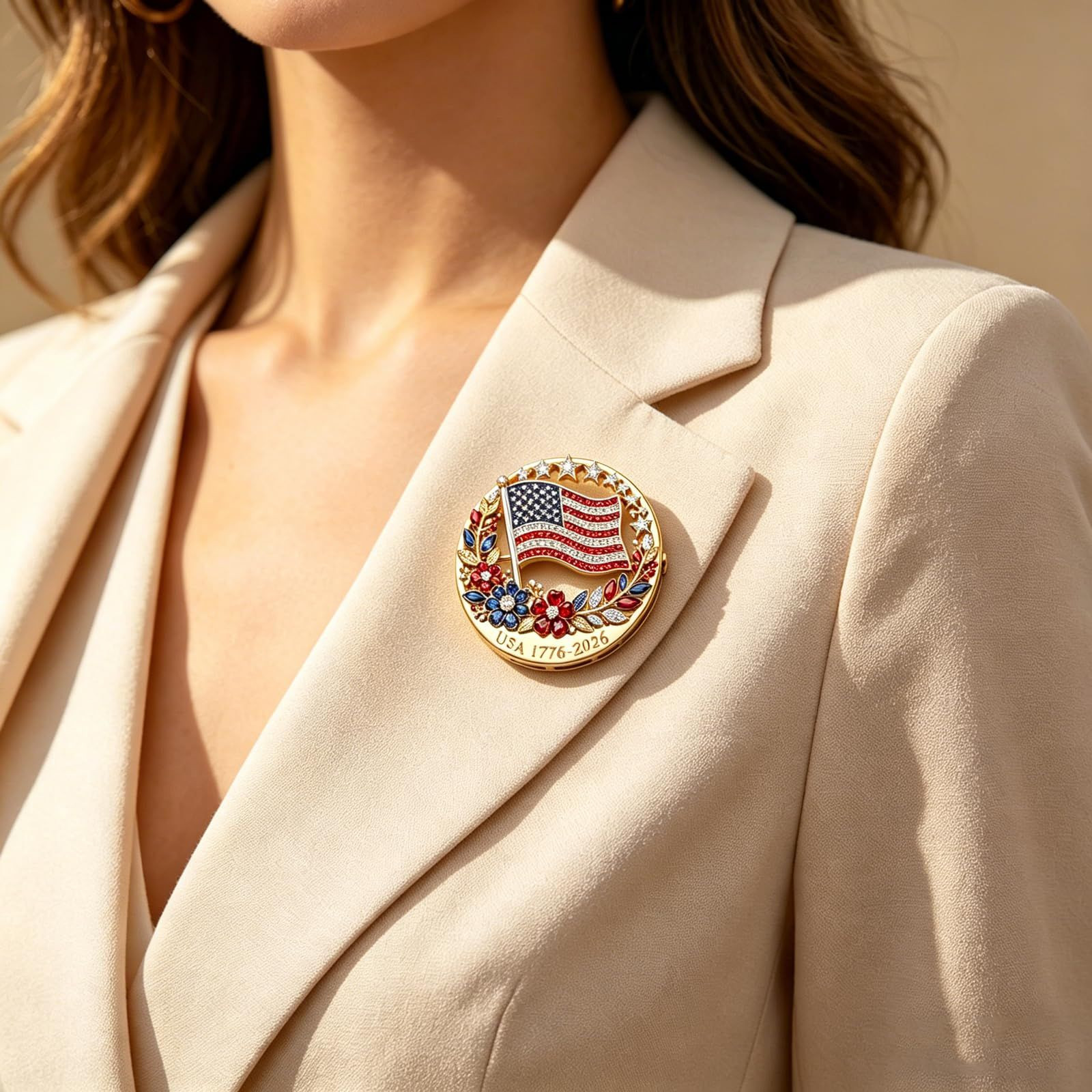 US 250th Anniversary Enamel Brooch Pin(1pc) As Picture, 1pc