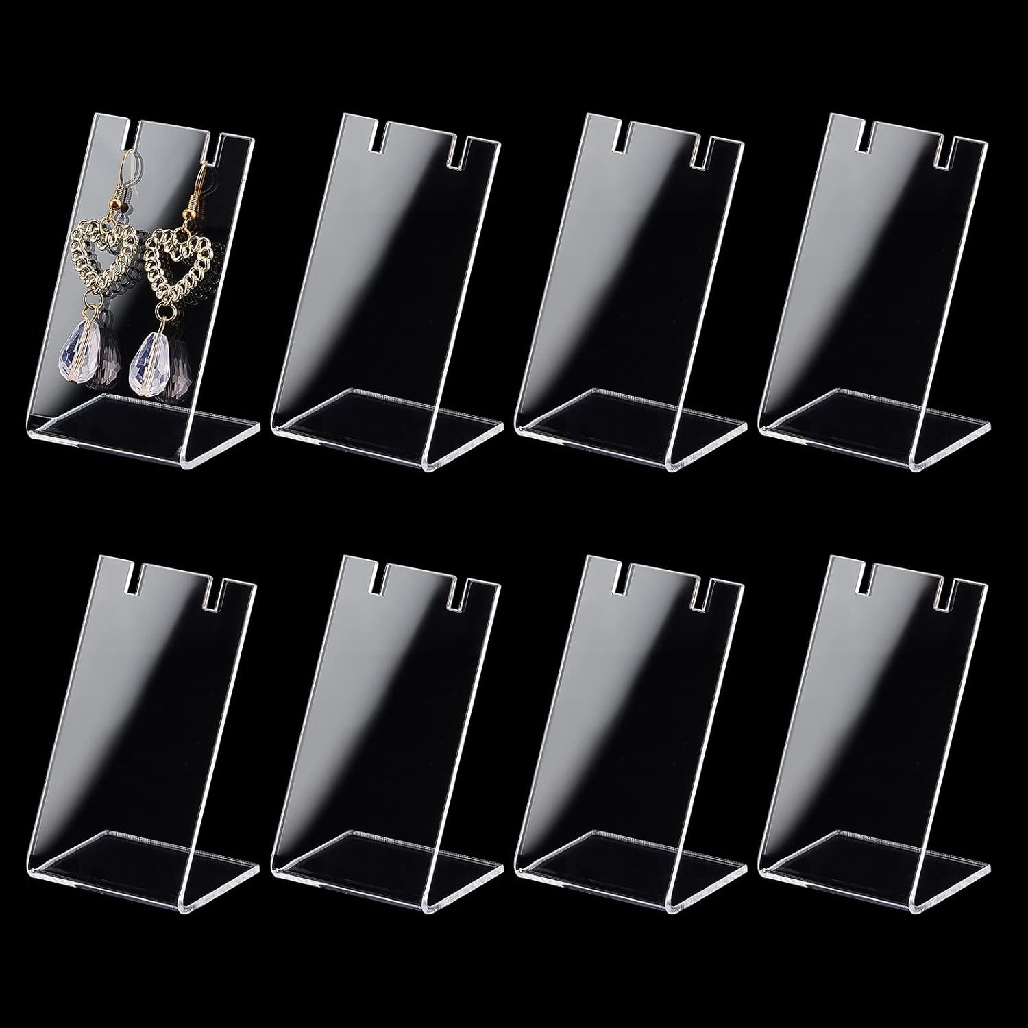 10Pcs Acrylic Earring Holder Single Pair L-Shape Jewelry Displays Stand Earring