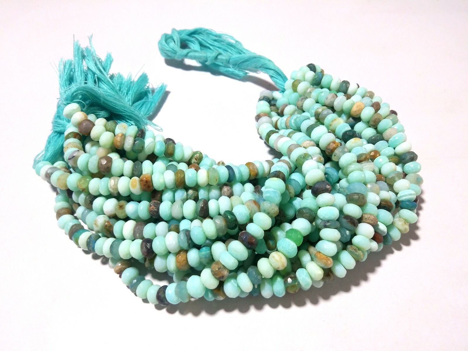 1 Strand Natural Peruvian Opal Rondelle Faceted 6-7mm Opal Loose Beads 8″inch