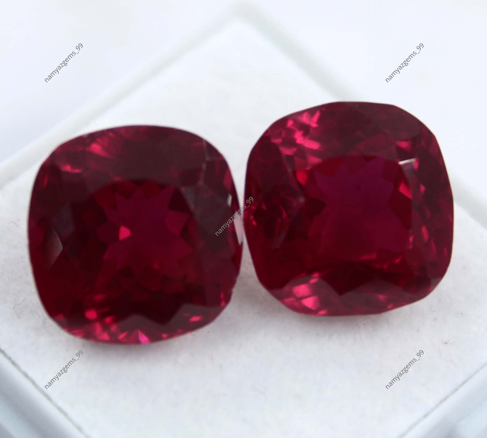 Natural Ruby Square Shape 18 Ct CERTIFIED Pigeon Blood Red Loose Gemstone Pair