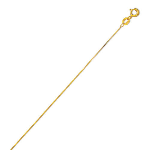 0.6mm Solid Fine Venetian Baby Box Chain Necklace Real Solid 10K Yellow Gold