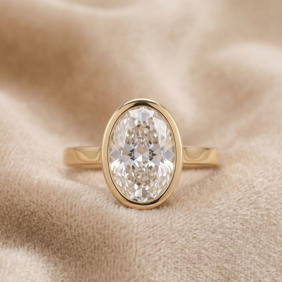2.00Ct Oval-Cut VS1 Lab Grown Diamond Wedding Engagement Ring 14k Yellow Gold