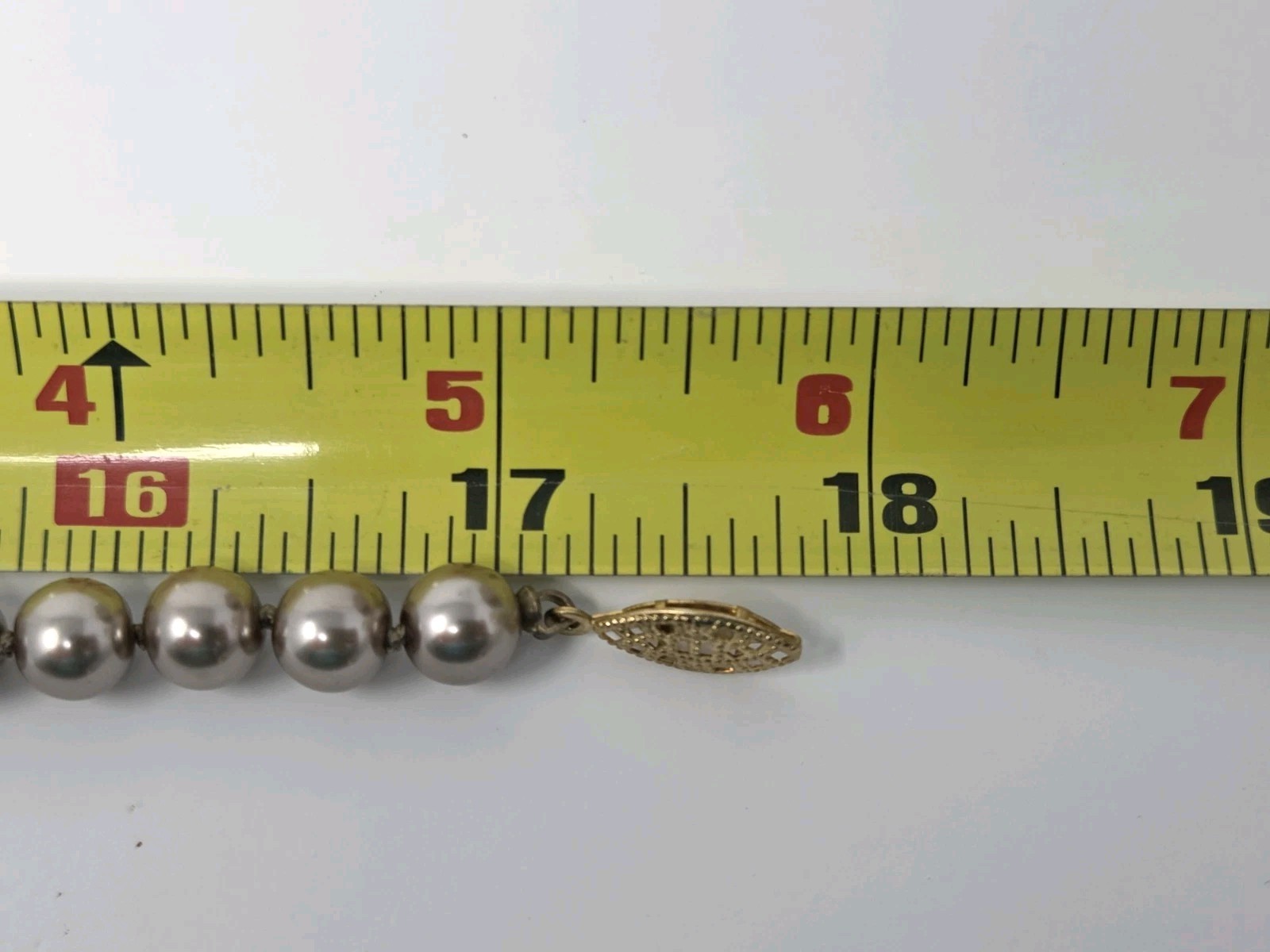 Taupe Faux Pearl Necklace 17 Inches Knotted 8mm Beads Vintage Sheen Unsigned