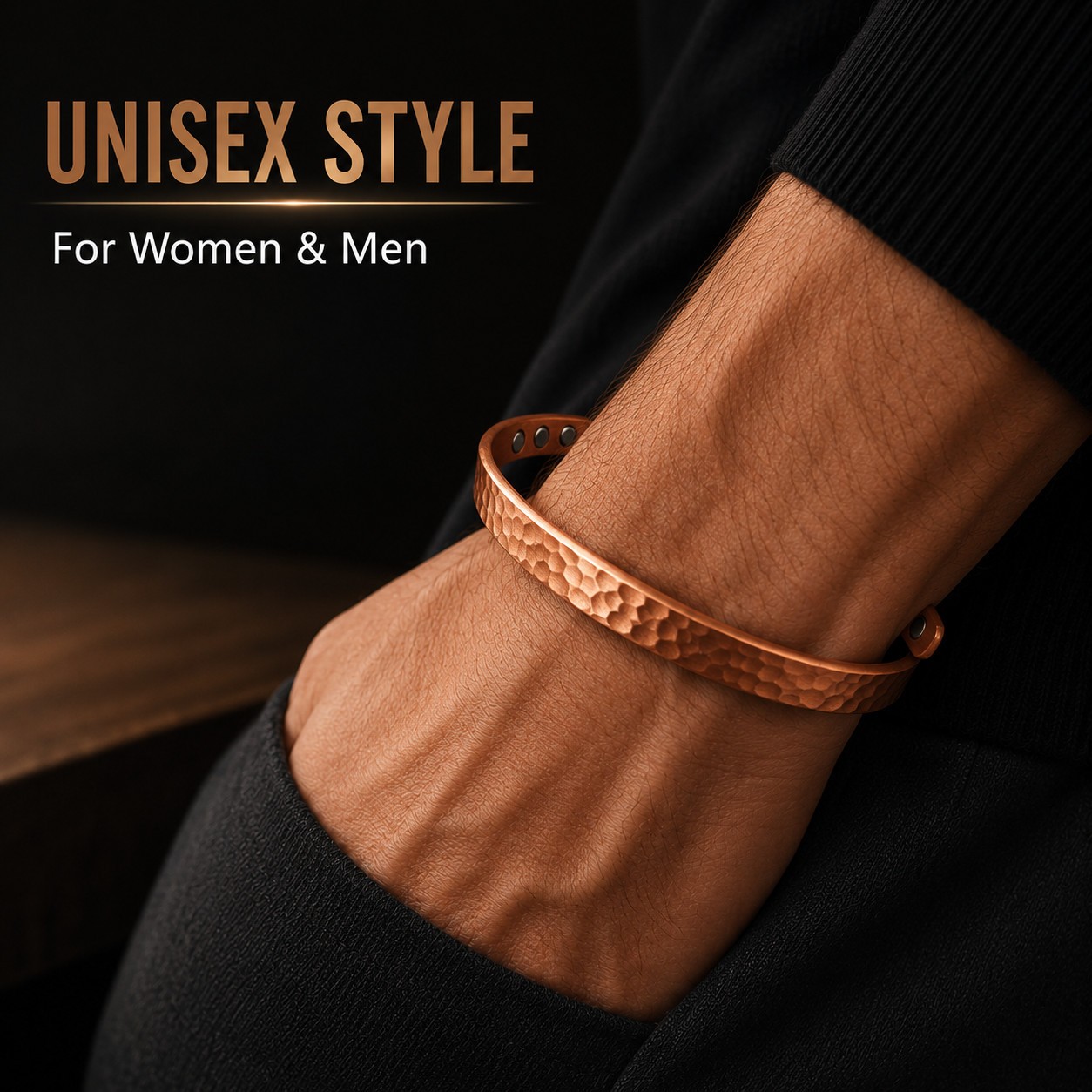 Magnetic Copper Bracelet Pure Solid Copper 6 Magnets Adjustable Cuff Women Men