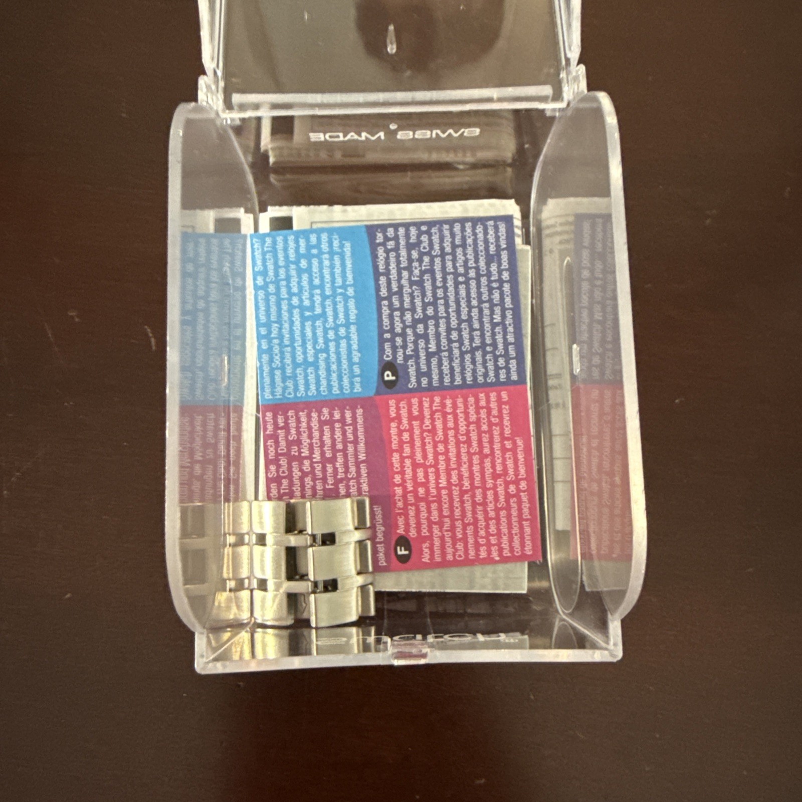 Swatch YUS100G Square Mirror Time Swiss Quartz Womens Watch with Box and Papers