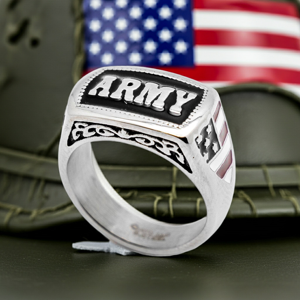Unisex Stainless Steel ARMY Ring sizes 5 – 15 / 63