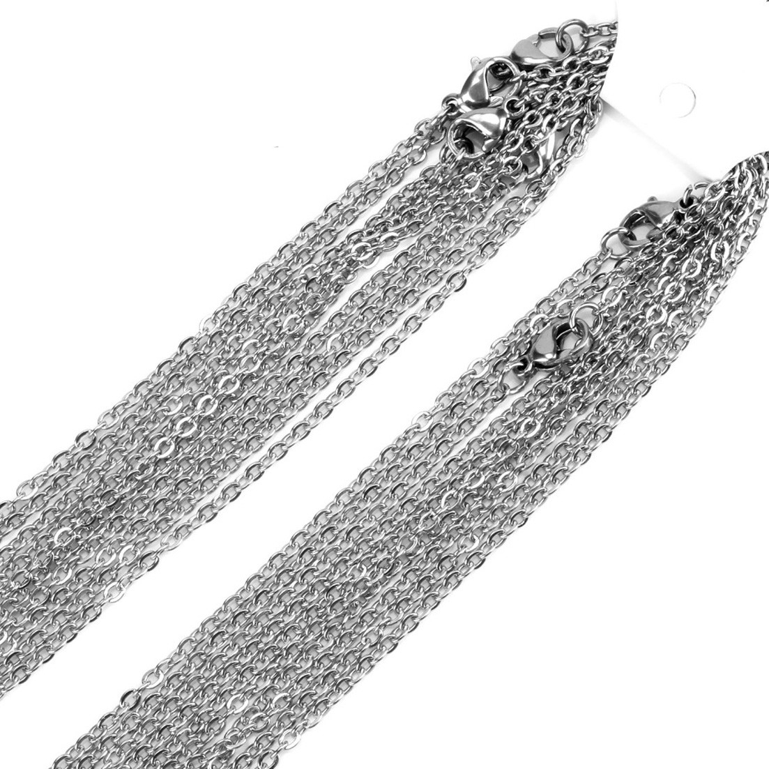 1.5-3.2mm 16″-32″ Wholesale In Bulk Stainless Steel Silver Oval Chain Necklace