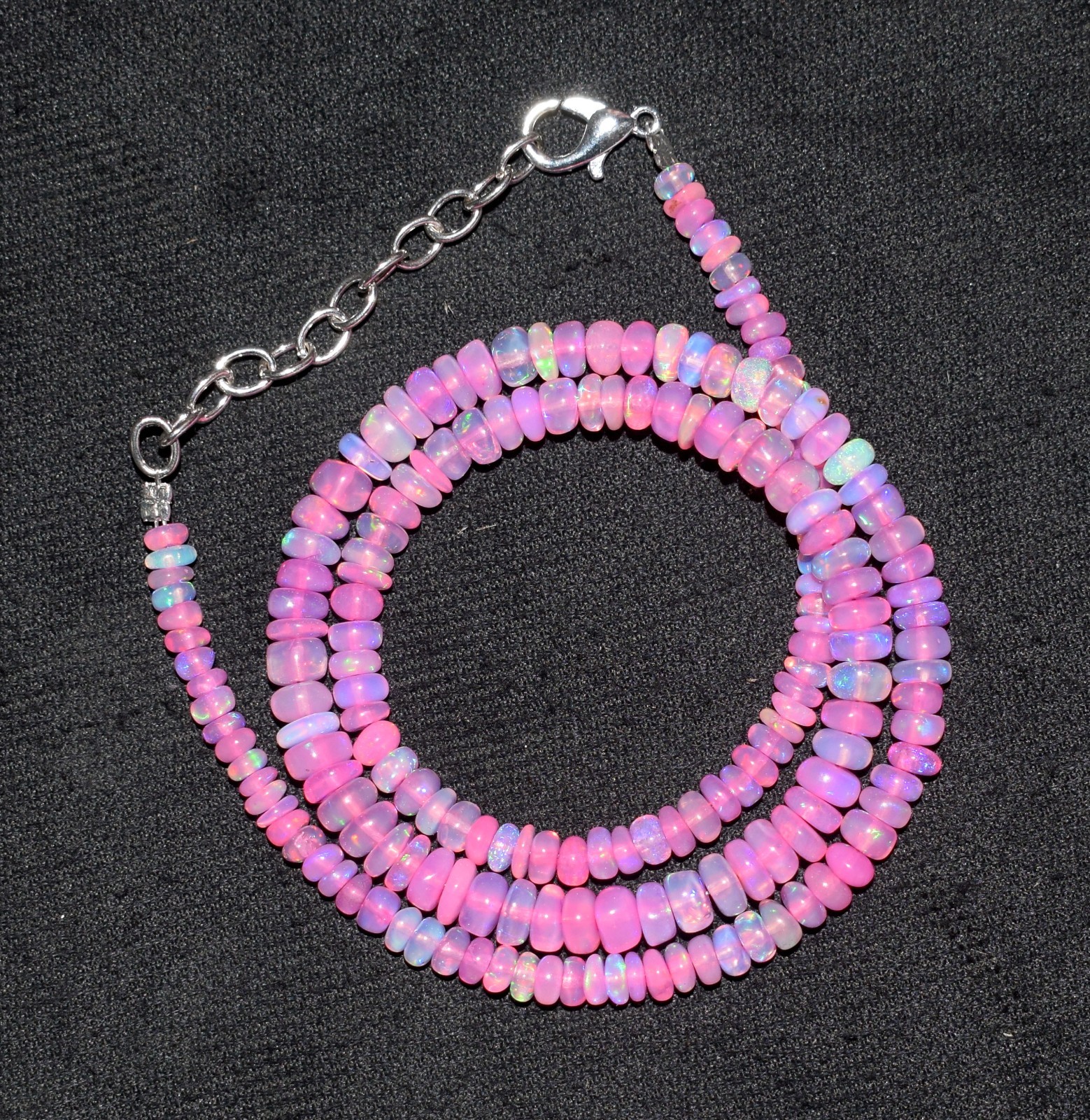 16”Natural Ethiopian Opal Wello Fire Opal Gemstone Bead Necklace AF554