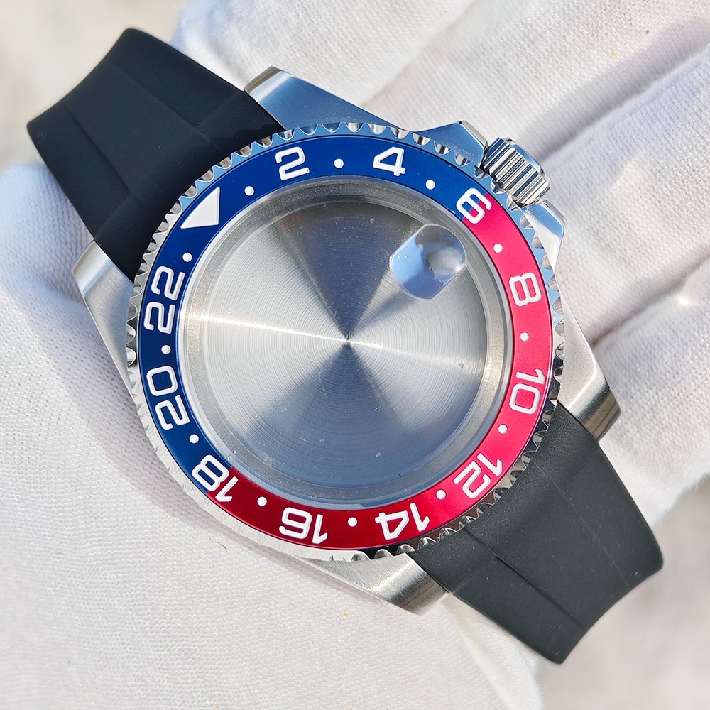 40mm Watch Case Silicone Strap Set For NH34 NH35 NH36 NH38 SUB GMT Bezel Watches