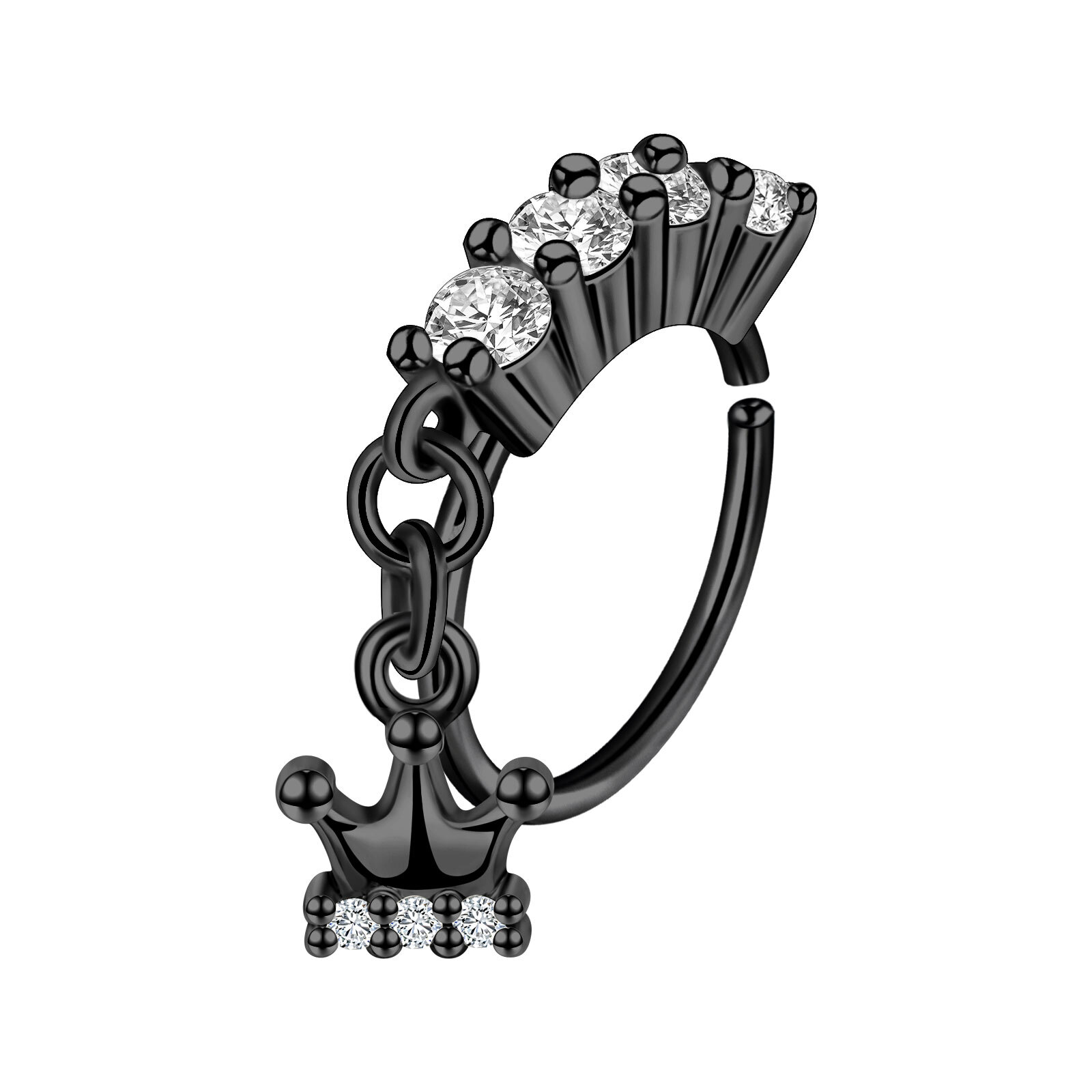 Dangle Nose Rings Hoops Butterfly Heart Moon Flower CZ Nose Piercing Jewelry 20G