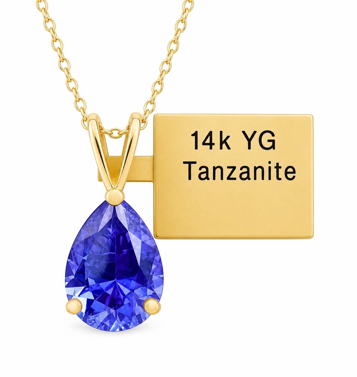 AAA TANZANITE 2.05 Cts PENDANT SOLID 14K YELLOW GOLD – MADE IN USA – Free Chain