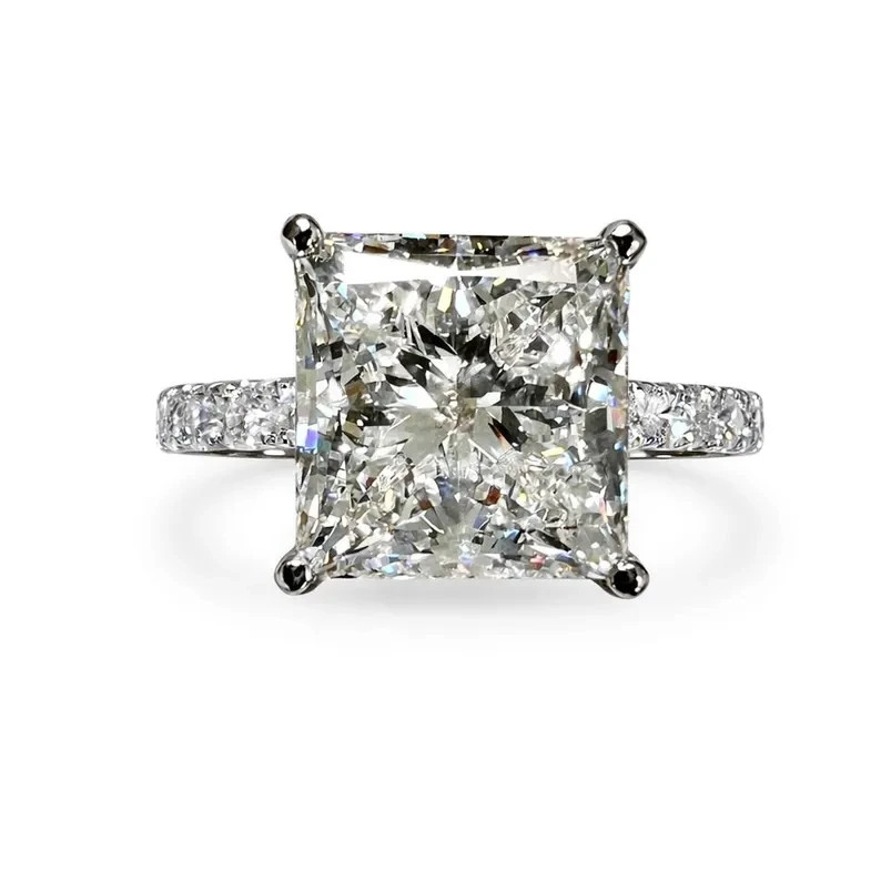 RARE 5.00 Ct Certified White Princess Cut Treated Diamond Ring 925 Silver