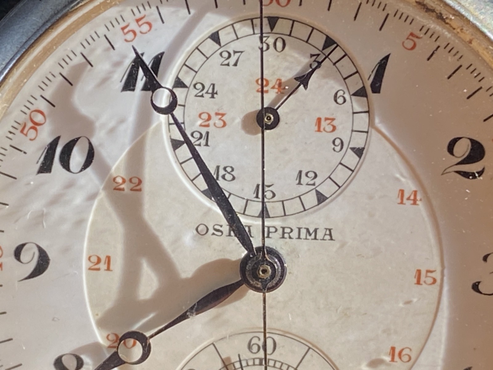 Excelsior Park chronograph Oska Prima enamel dial