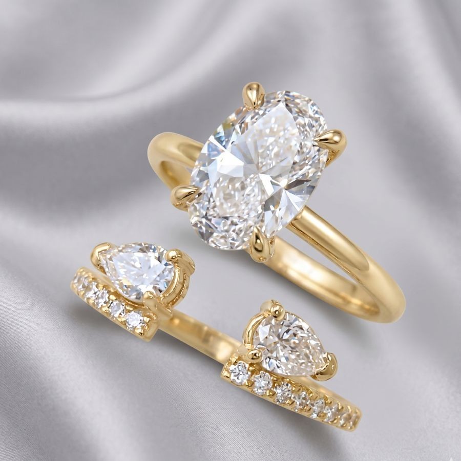 2.50 Ct Lab-Grown Diamond Wedding Bridal Set Band Ring 14k Yellow Gold