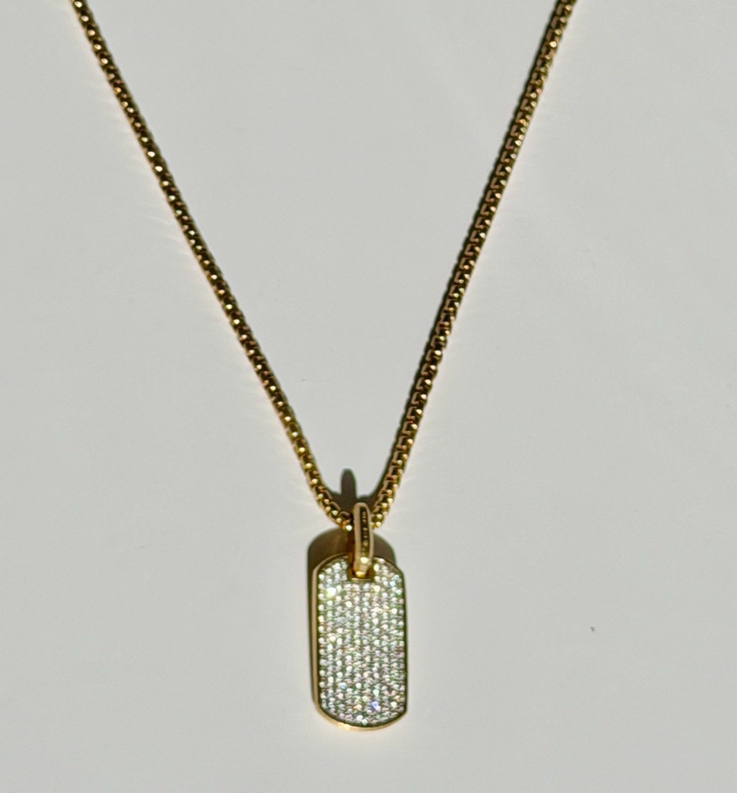 David Yurman Chevron Tag 18K Yellow Gold with Diamonds, 27mm