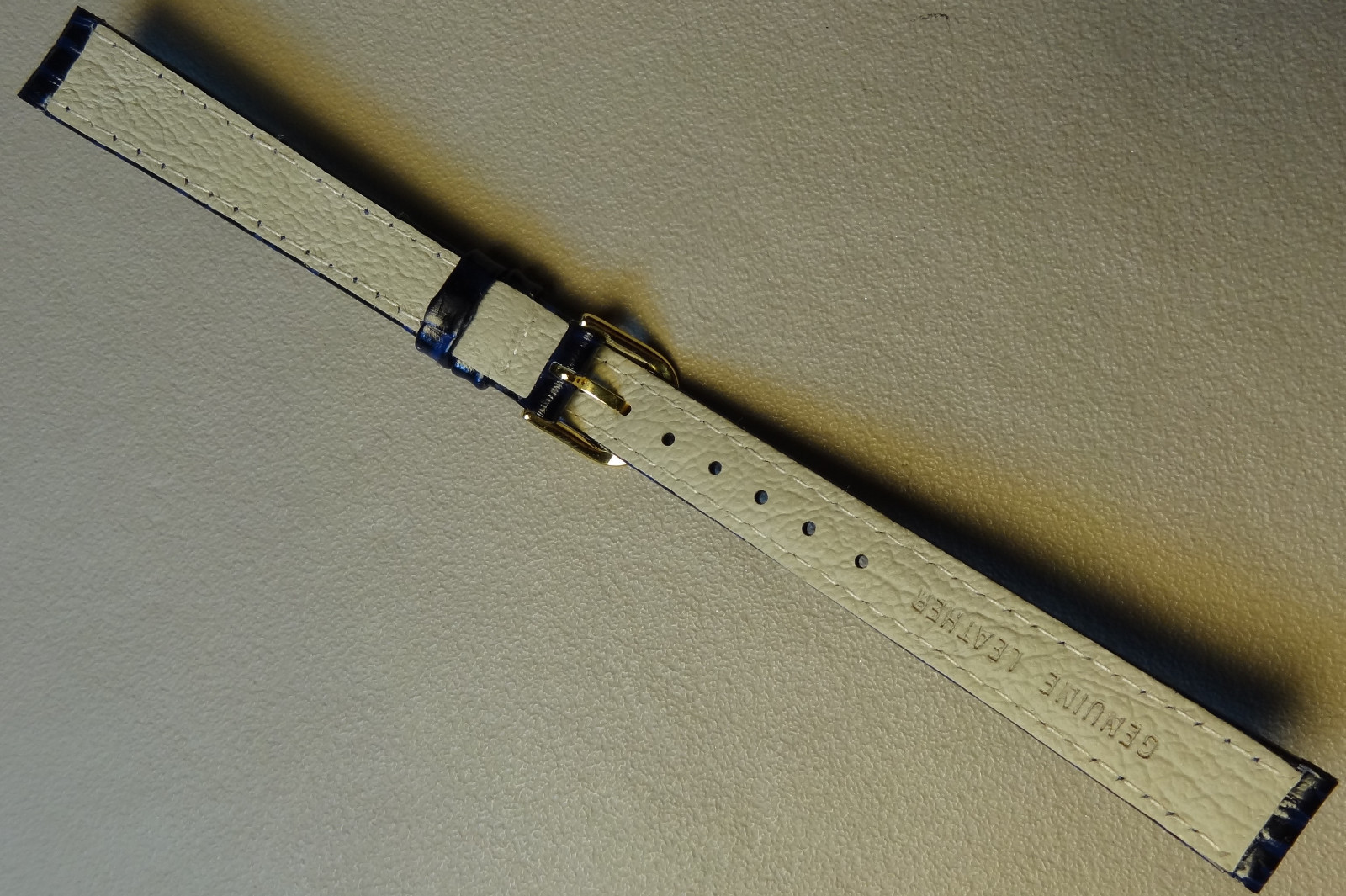 12mm Regular Womens Genuine Leather Dark Blue Crocodile Grain Watch Band