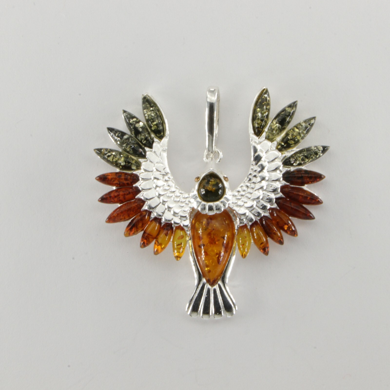Multi-Color BALTIC AMBER Phoenix Eagle Pendant – 925 STERLING SILVER # 2623e
