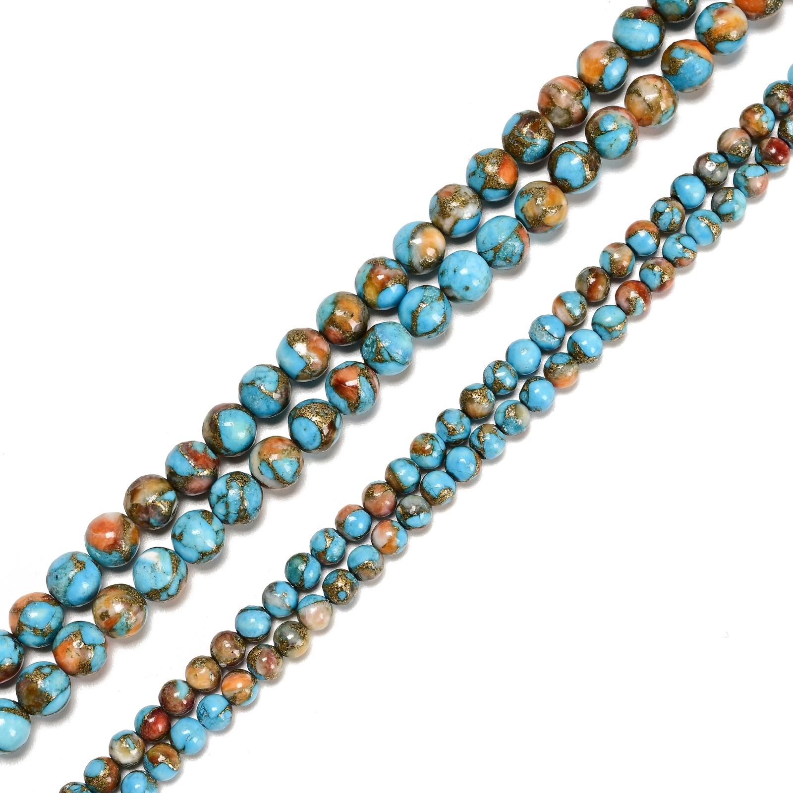 Natural Spiny Oyster Mohave Copper Turquoise Smooth Round Beads 4mm 6mm 15.5″Str