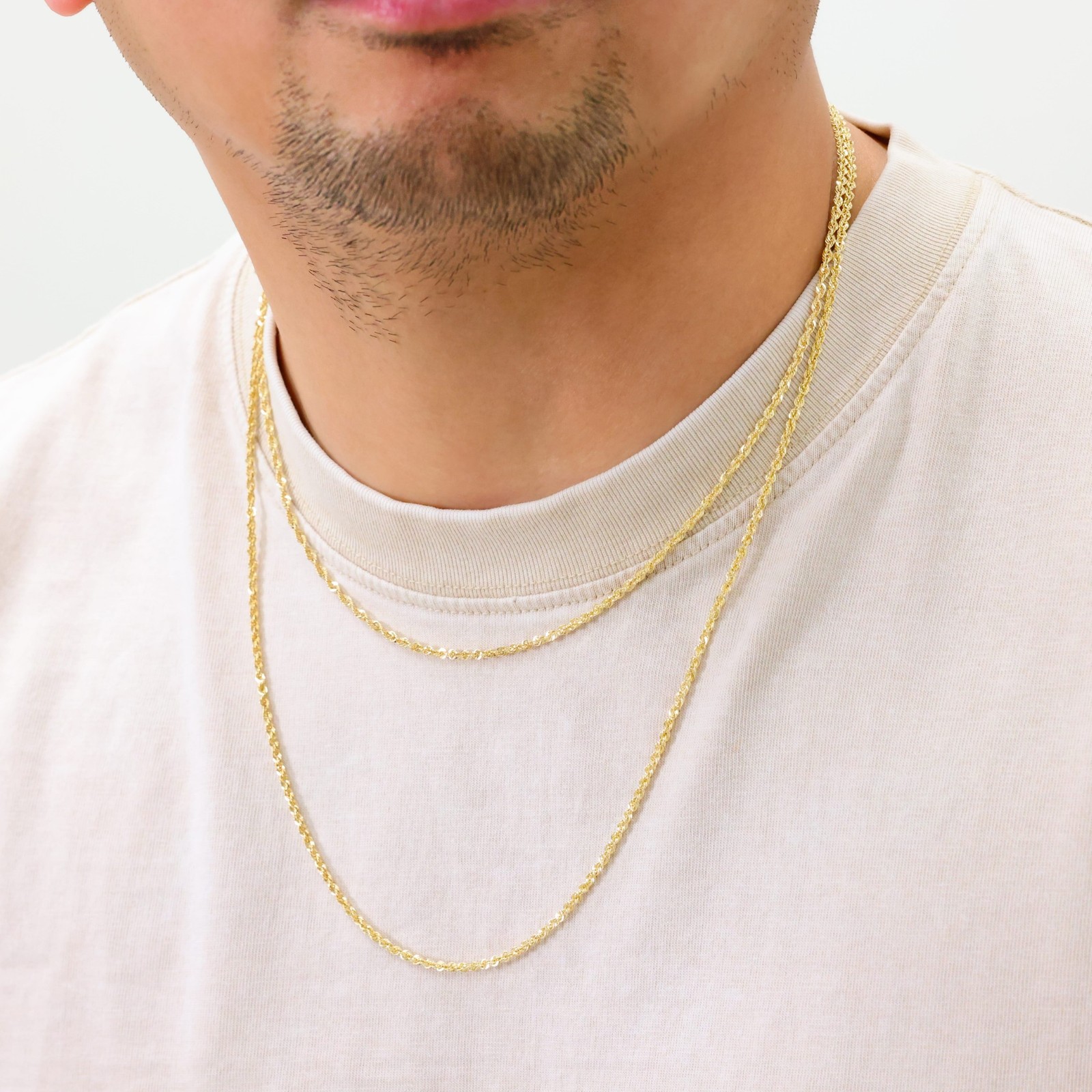 10K Yellow Gold 2.5mm Rope Chain Laser Diamond Cut Necklace Mens Womens 16″- 30″