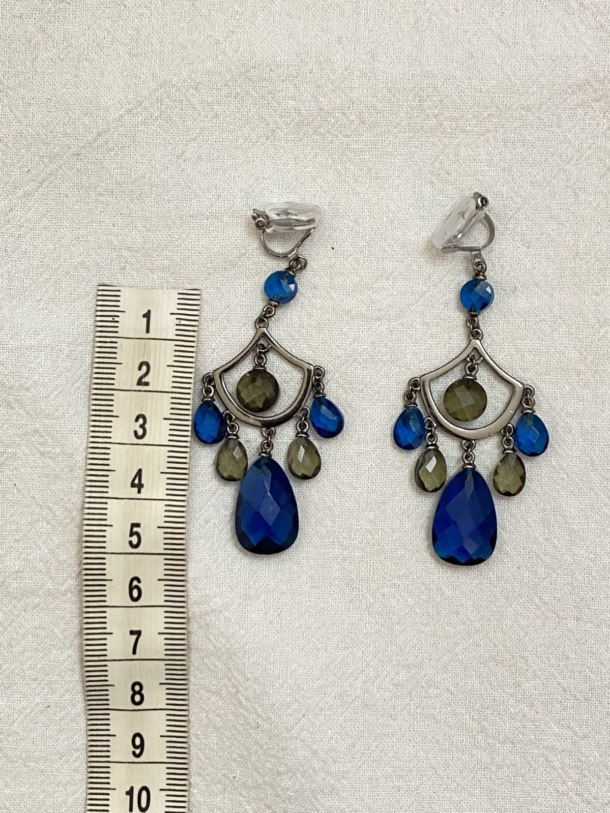 New Clip-On sparkle blue drop Earrings None Piercing Cuff