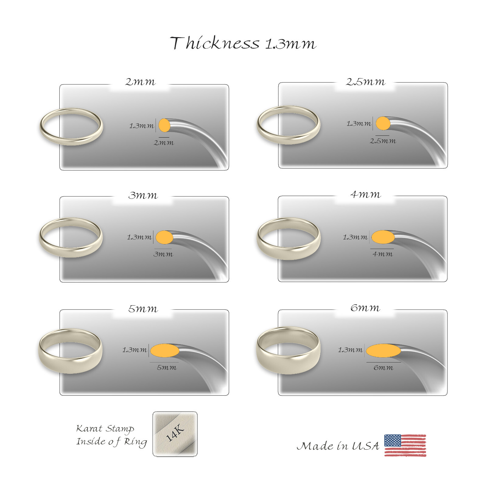 14K Champagne Gold 1.5mm 2mm 2.5mm 3mm 4mm 5mm 6mm Comfort Fit Wedding Band