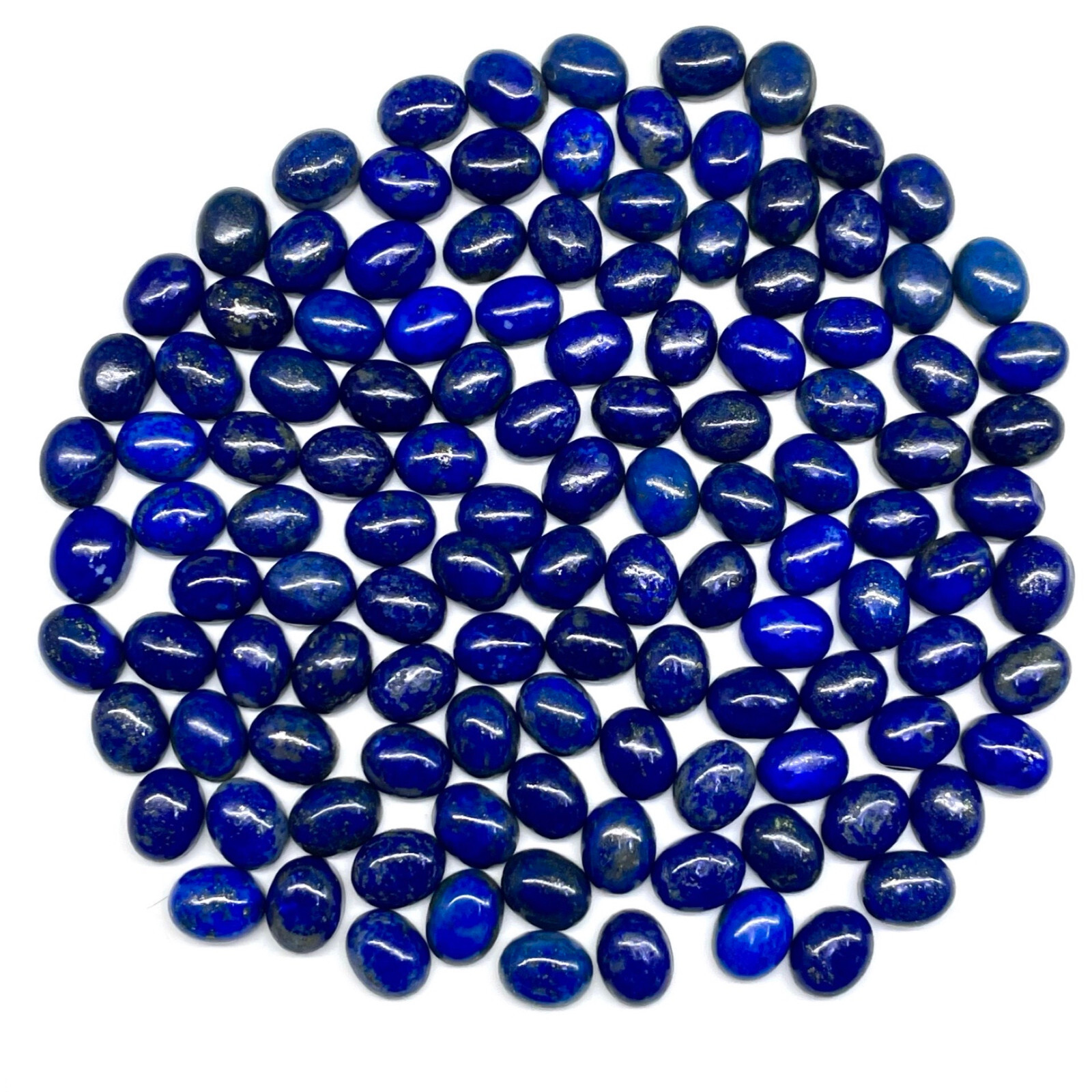 50 Pcs Natural Untreated Lapis Lazuli 10x8mm Oval Loose Cabochon Gemstones Lot