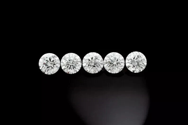 2 Ct Natural White Diamond Round Cut 5 mm 5 Pcs VVS1 D Grade IDGL Certified D621