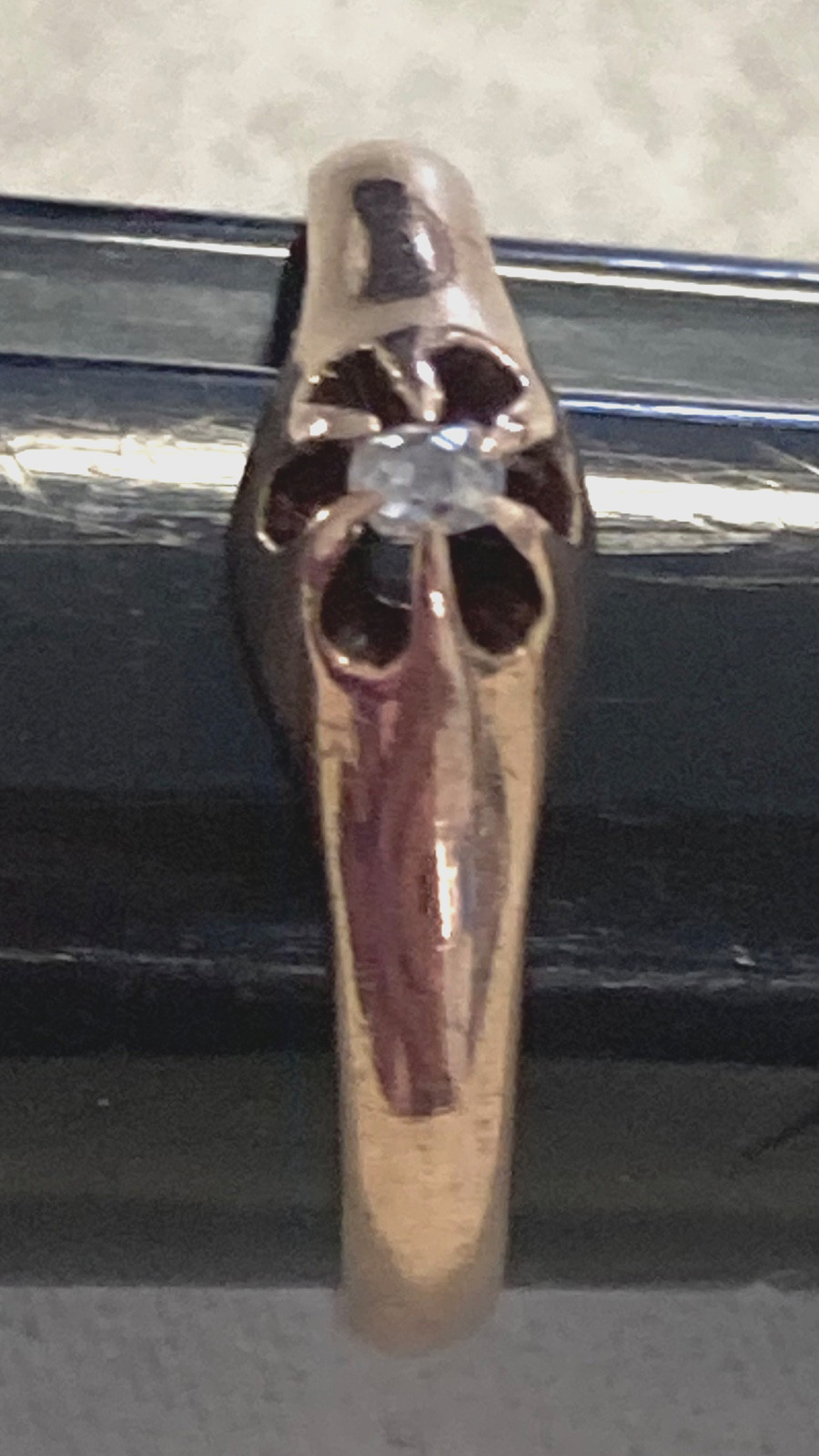Antique Belcher 10K Rose Gold Old Mine Cut Diamond RING, Size 6.5, 1.6 Grams
