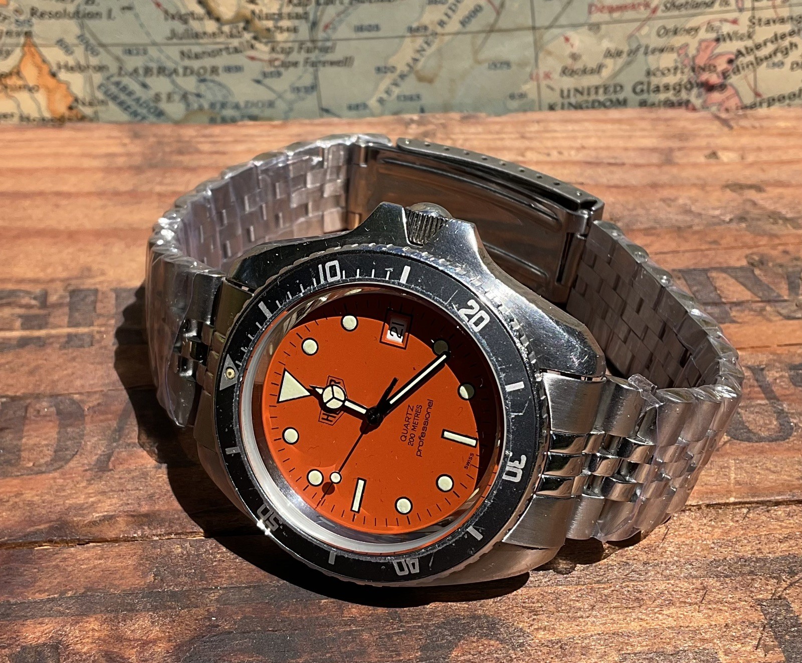 Heuer (Pre-Tag) 42mm Men’s “Jumbo” Orange 1000 Series Watch Ref 980.007