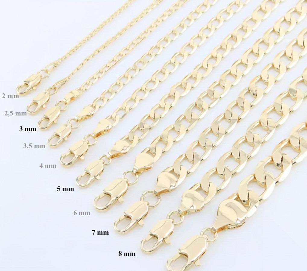 14k Gold Filled Cuban Chain Curb Link Necklace 3-8mm 18-24” Men Women