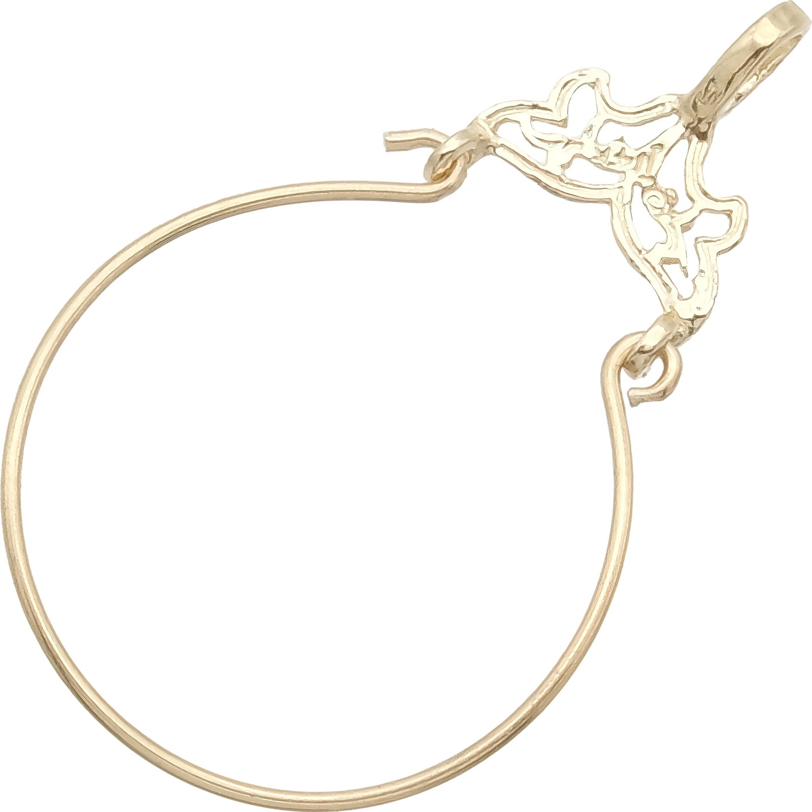 14K Gold Charm Holder Diamond-Cut Necklace Jewelry 28mm