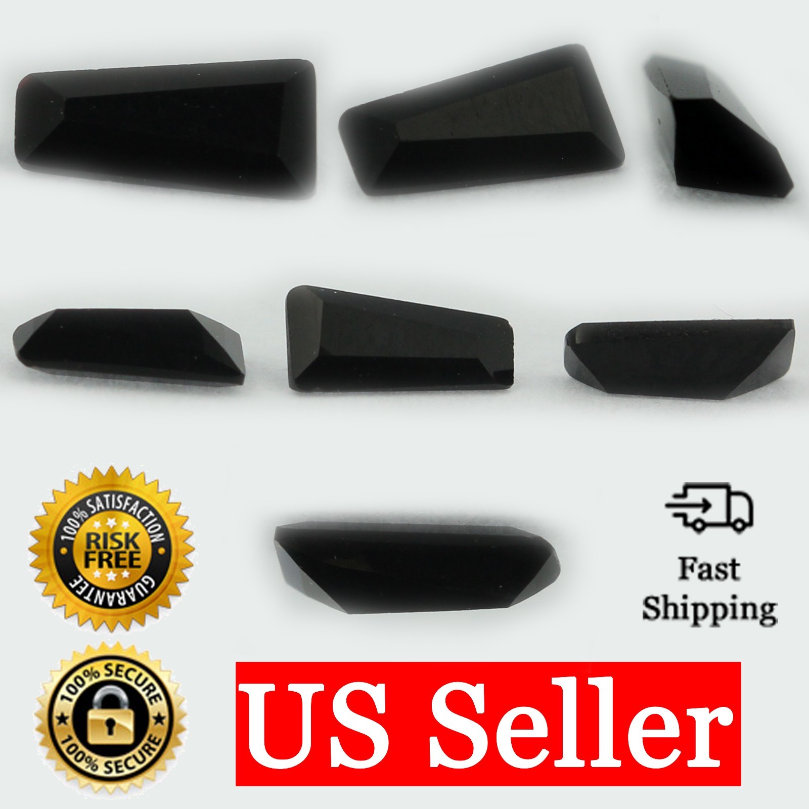 Loose Tapered Baguette Cut Black Onyx CZ Stone Single Cubic Zirconia Birthstone
