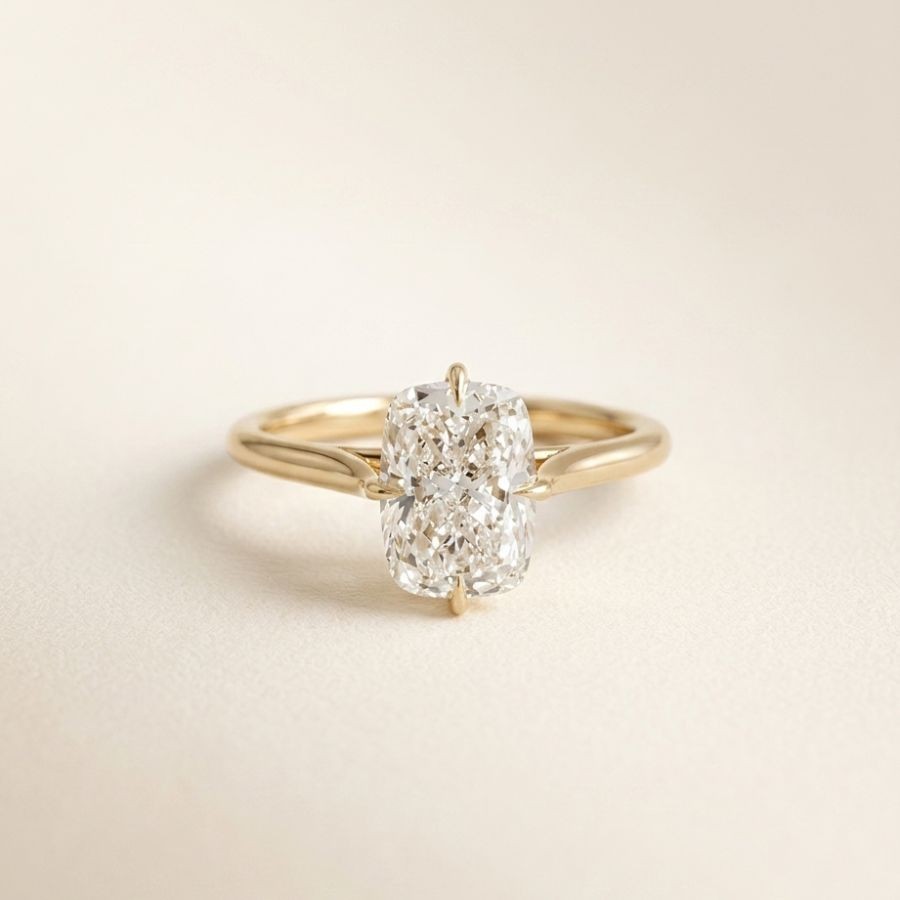 2.00Ct Cushion-Cut VS1 Lab Grown Diamond Wedding Engagement Ring 14k Yellow Gold