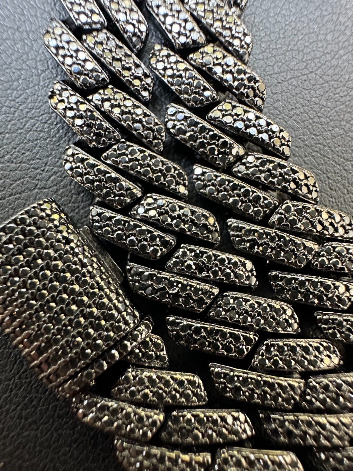 BLACK MOISSANITE 8mm Real Miami Cuban Link Prong Chain Iced 925 Silver Necklace
