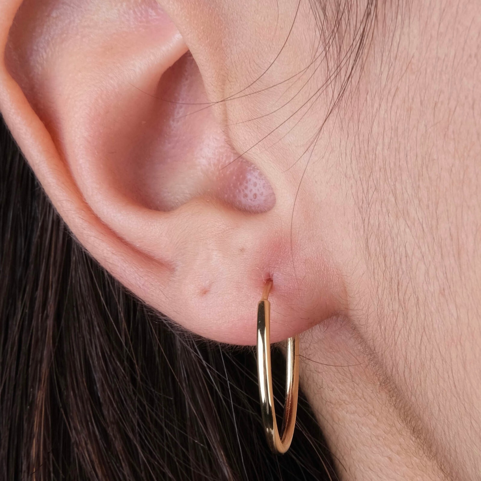 Real Solid 1/20 14K Yellow Gold Round Endless Hoop Earrings mm Women Men