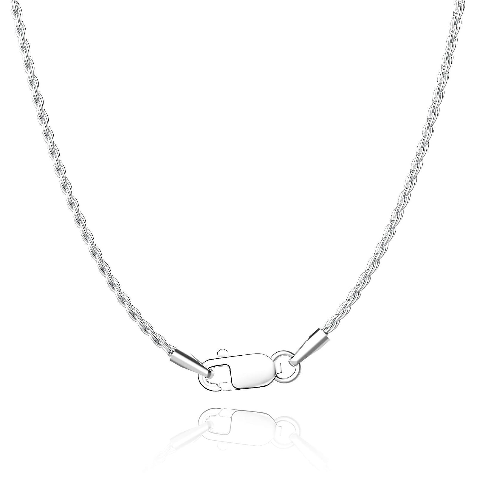 Jewlpire 925 Sterling Silver Rope Chain Necklace 18K Gold Plated 1.35mm