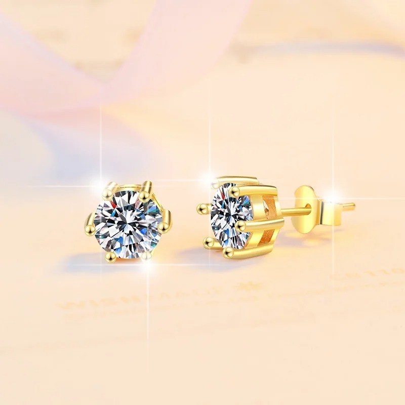 5-9MM Moissanite Earring 925 Sterling Silver Plated with 18k White Gold Stud Ear