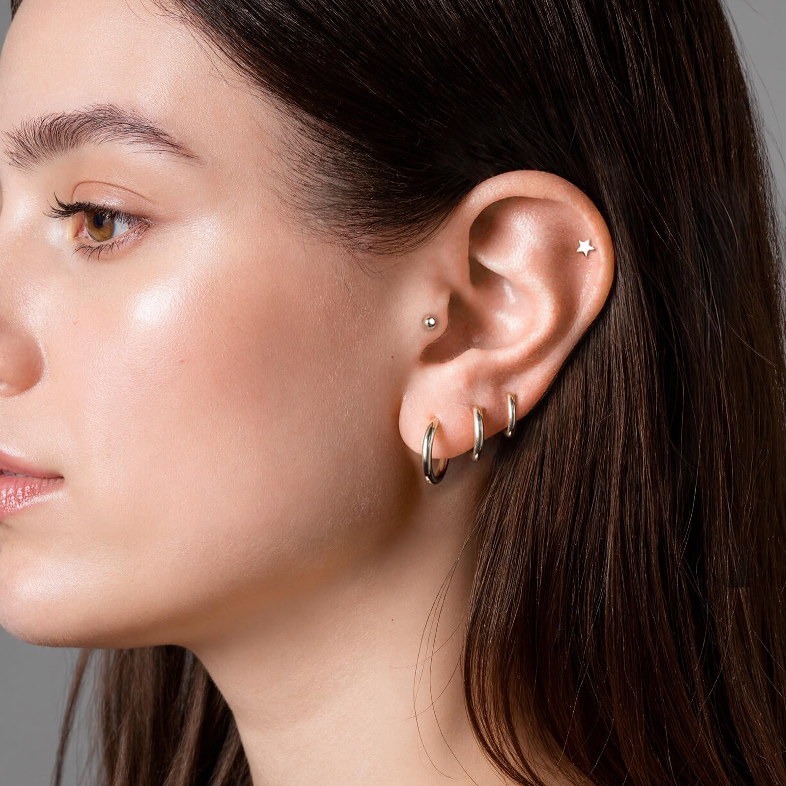 jagosen Flat Back Stud Earrings Cartilage Small, Sliver-20G(0.8mm)