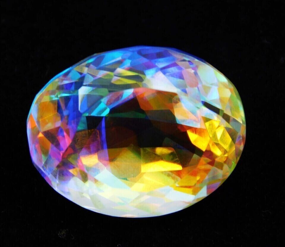 Natural Rainbow Mystic Topaz Certified Oval Cut AAA 68Ct+ Loose Gemstone
