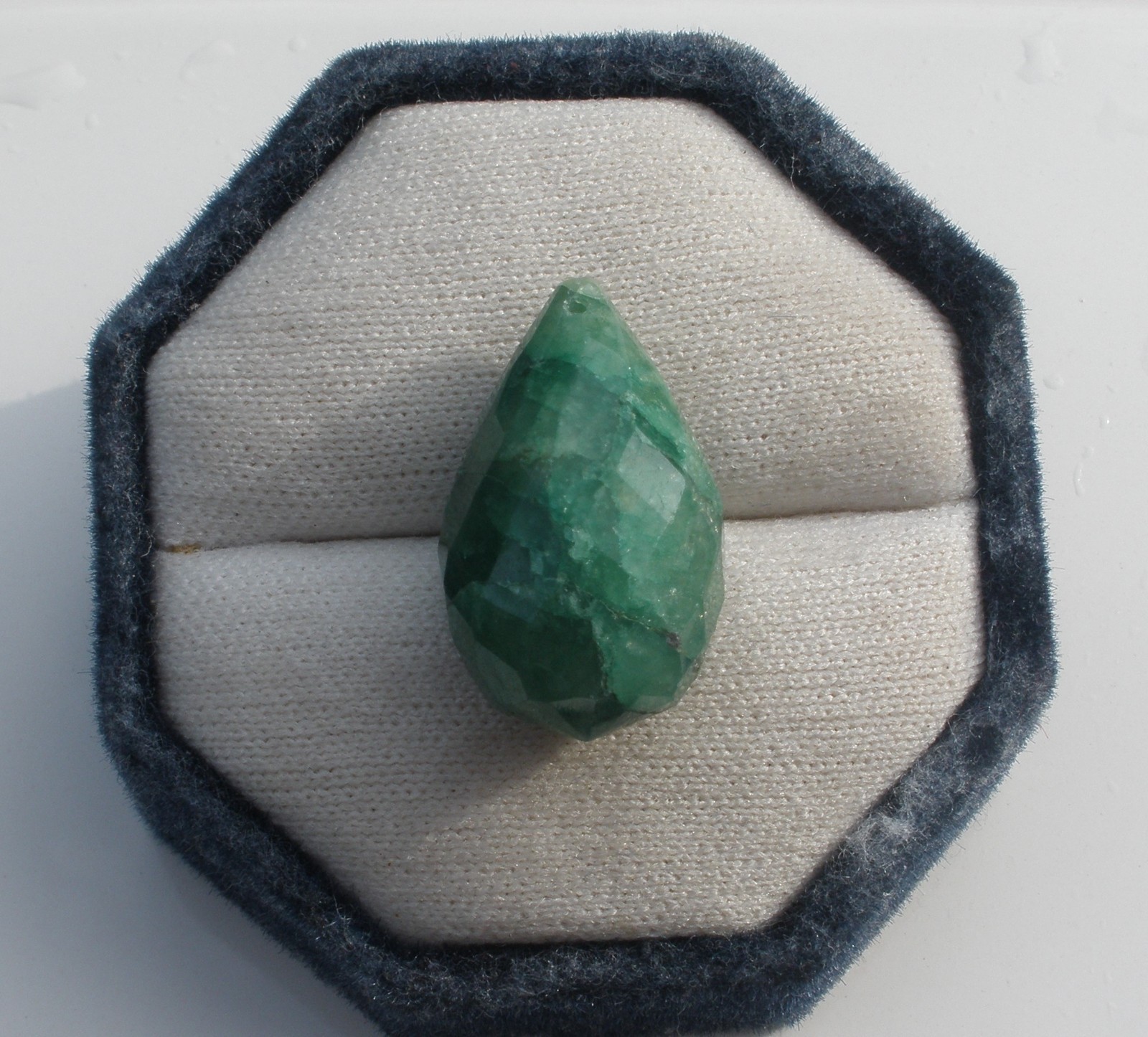 Emerald Briolette Drilled loose Natural Gem 26 x 14mm