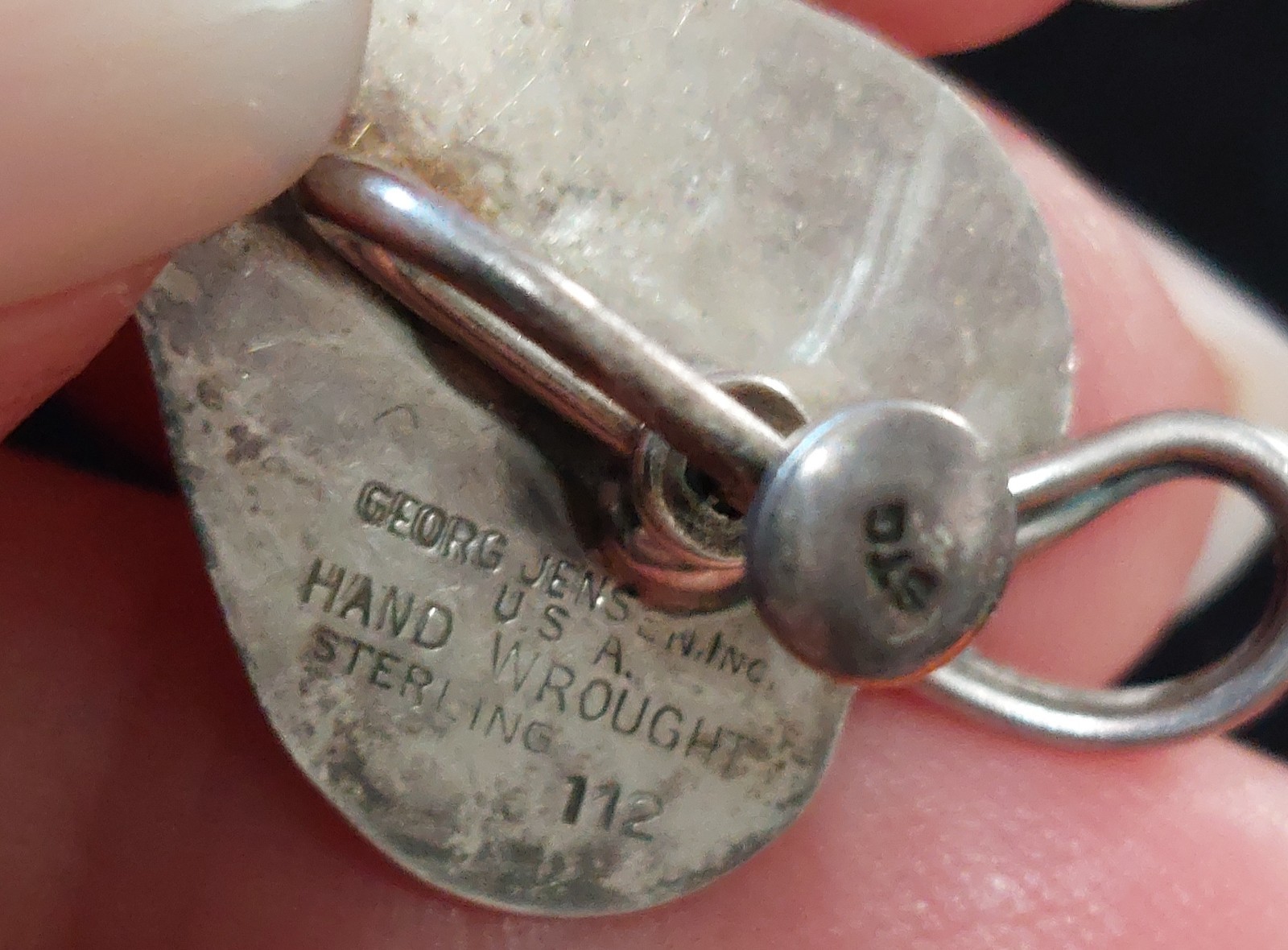 Georg Jensen Hand Wrought Sterling 112 Screw Back Earrings Rare 6.80g