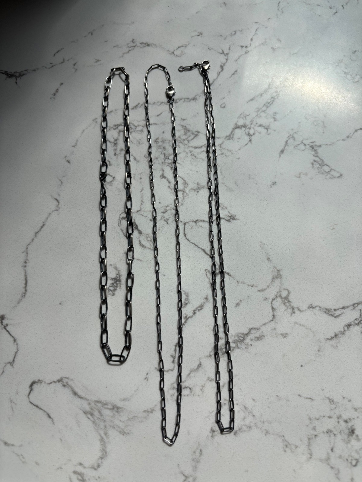 925 Sterling Silver Chain Necklace Set with Classic Link Design