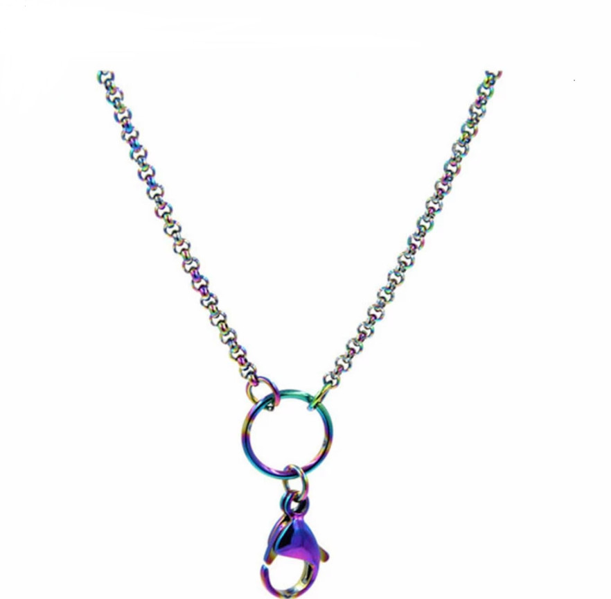 Rainbow Screw Top Stainless Steel Crystal Glass Memory Locket