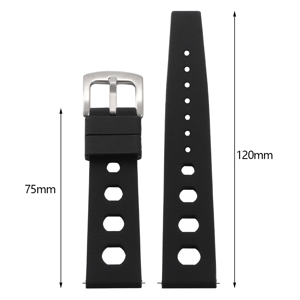 Black Tropical Rally Watch Strap 20mm 22mm Silicone Watch Band Rubber Watchbands