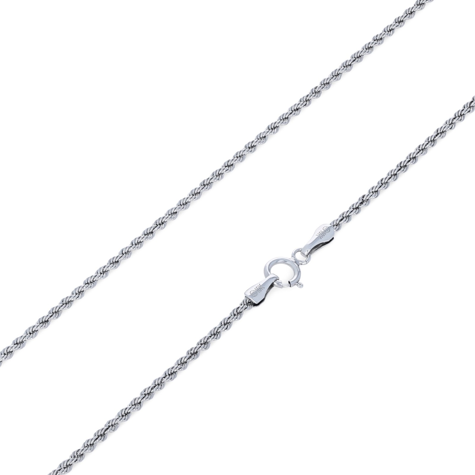 10K White Gold 1.5mm-7mm Diamond Cut Rope Chain Necklace Mens Womens 16″-30″